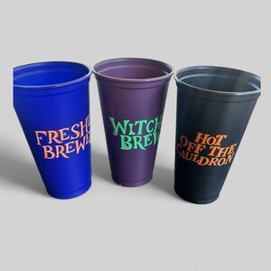 Starbucks set of collectible reusable drinking cups Halloween 2013 glow in dark